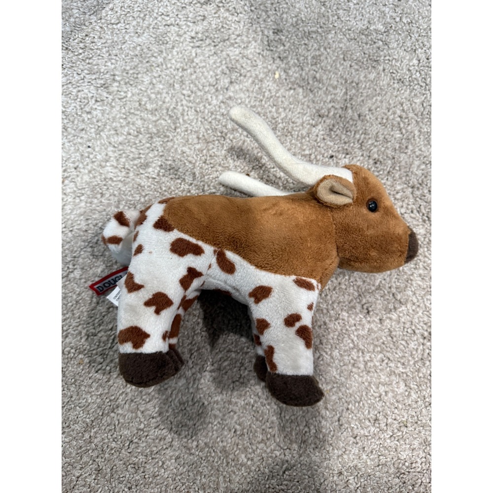 Douglas Cuddles Longhorn Steer Plush Brown White Spotted Stuffed Animal‎ Toy
